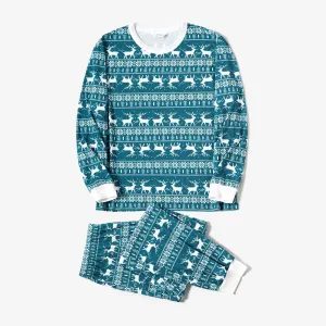 Christmas Reindeer and Snowflake Allover Print Family Matching Pajamas Sets (Flame Resistant) #1087879