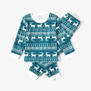 Christmas Reindeer and Snowflake Allover Print Family Matching Pajamas Sets (Flame Resistant) #1087894