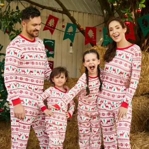 Christmas Reindeer and Snowflake Patterned Family Matching Pajamas Sets(Flame Resistant) #1004523
