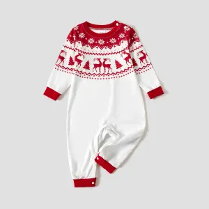 Christmas Reindeer and Snowflake Print Family Matching Pajamas Sets (Flame Resistant) #1081299