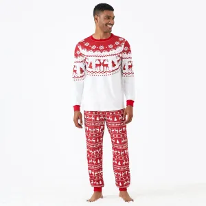 Christmas Reindeer and Snowflake Print Family Matching Pajamas Sets (Flame Resistant) #1184961