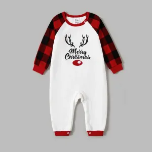 Christmas Reindeer Print Plaid Long-sleeve Family Matching Fleece Pajamas Sets (Flame Resistant) #1115008