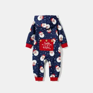 Christmas Santa Allover Print Family Matching Long-sleeve Hooded Onesies Pajamas Sets (Flame Resistant) #1068819