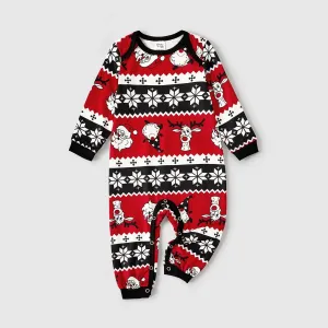Christmas Santa and Reindeer Allover Print Family Matching Pajamas Sets (Flame Resistant) #1092417