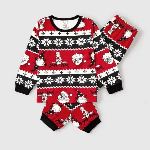 Christmas Santa and Reindeer Allover Print Family Matching Pajamas Sets (Flame Resistant) #1092418