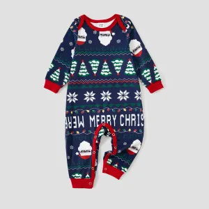 Christmas Santa and Snowflake Print Family Matching Pajamas Sets (Flame Resistant) #1080297
