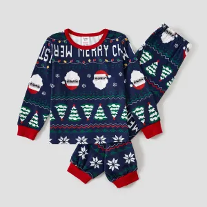 Christmas Santa and Snowflake Print Family Matching Pajamas Sets (Flame Resistant) #1080303