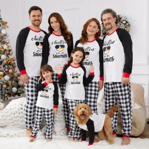 Christmas Snowman Face and Letter Print Family Matching Long-sleeve Pajamas Sets (Flame Resistant) #1004650