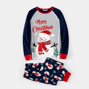 Christmas Snowman & Letter Print Family Matching Raglan-sleeve Pajamas Sets (Flame Resistant) #1060302