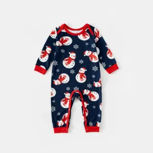 Christmas Snowman & Letter Print Family Matching Raglan-sleeve Pajamas Sets (Flame Resistant) #1060309