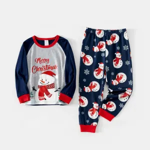 Christmas Snowman & Letter Print Family Matching Raglan-sleeve Pajamas Sets (Flame Resistant) #1060313
