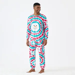 Christmas Snowman Print Family Matching Colorful Pajamas Sets (Flame Resistant) #1092562