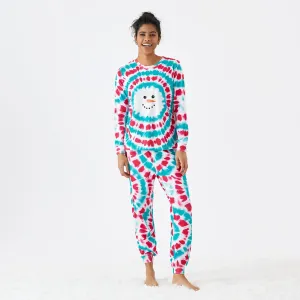Christmas Snowman Print Family Matching Colorful Pajamas Sets (Flame Resistant) #1092566