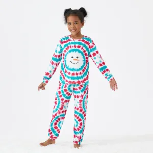 Christmas Snowman Print Family Matching Colorful Pajamas Sets (Flame Resistant) #1092574