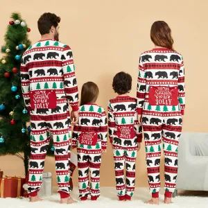 Christmas Tree and Bear Patterned Family Matching Onesies Flapjack Pajamas ï¼Flame Resistantï¼ #1007692