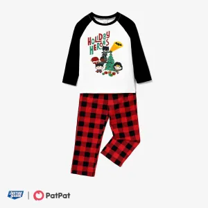 DC Super Friends Family Matching Christmas Graphic Top and Grid Pants Pajamas Sets(Flame Resistant) #1170873