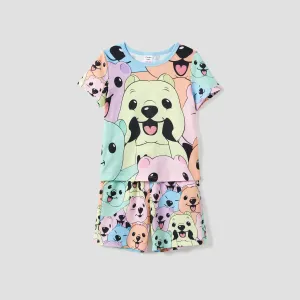 Family Matching Allover Cute Smile Bear Pattern Pajamas Sets (Flame Resistant)
