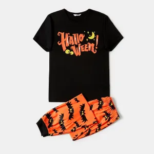 Halloween Family Matching Letter & Bat Print Short-sleeve Pajamas Sets (Flame Resistant) #1010237