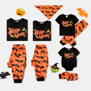 Halloween Family Matching Letter & Bat Print Short-sleeve Pajamas Sets (Flame Resistant) #815020