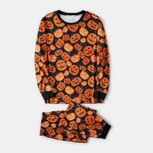 Halloween Family Matching Pumpkin Print Pajamas Sets (Flame Resistant) #1060904
