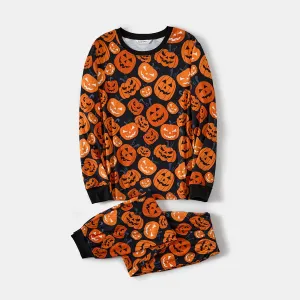 Halloween Family Matching Pumpkin Print Pajamas Sets (Flame Resistant) #1060910