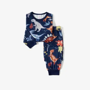 Halloween Family Mtaching Dinosaur Print Pajamas Sets (Flame Resistant) #1065444