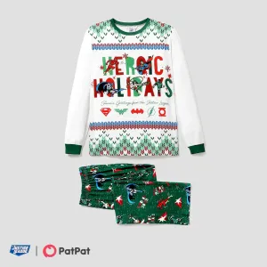 Justice League Daddy and Me Christmas Character Allover Print Pajamas Sets(Flame Resistant) #1192404