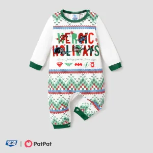Justice League Daddy and Me Christmas Character Allover Print Pajamas Sets(Flame Resistant) #1192410