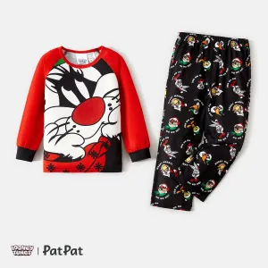Looney Tunes  Family Matching Cartoon Graphic aglan-sleeve Allover Christmas Print Pajamas Sets (Flame Resistant) #210753