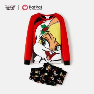 Looney Tunes  Family Matching Cartoon Graphic aglan-sleeve Allover Christmas Print Pajamas Sets (Flame Resistant) #210764