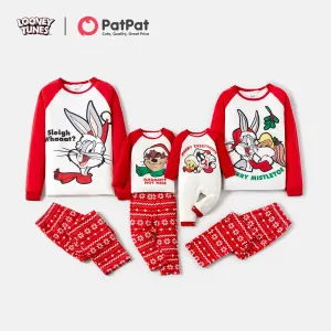 Looney Tunes Family Matching Christmas Cartoon Print Red Raglan-sleeve Pajamas Sets (Flame Resistant) #816153