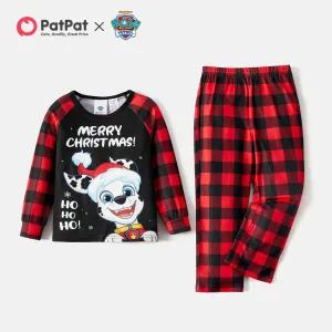 PAW Patrol Family Matching Christmas Red Plaid Long-sleeve Cartoon Graphic Pajamas Sets (Flame Resistant) #1026211