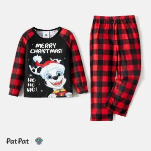 PAW Patrol Family Matching Christmas Red Plaid Long-sleeve Cartoon Graphic Pajamas Sets (Flame Resistant) #210549