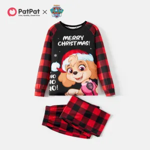 PAW Patrol Family Matching Christmas Red Plaid Long-sleeve Cartoon Graphic Pajamas Sets (Flame Resistant) #210552
