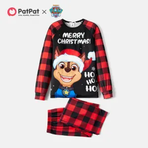 PAW Patrol Family Matching Christmas Red Plaid Long-sleeve Cartoon Graphic Pajamas Sets (Flame Resistant) #210554