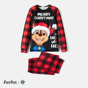PAW Patrol Family Matching Christmas Red Plaid Long-sleeve Cartoon Graphic Pajamas Sets (Flame Resistant) #210555