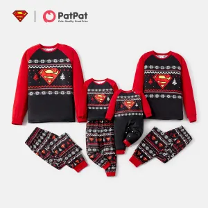 Superman Family Matching Christmas Snowflake Print Graphic Raglan-sleeve Pajamas Sets (Flame Resistant) #815965