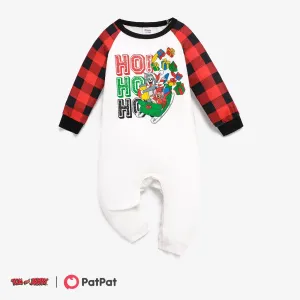 Tom and Jerry Family Matching Christmas Graphic Top and Letter Allover Pants Pajamas Sets(Flame Resistant) #1169978