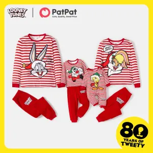 Tom and Jerry Family Matching Christmas Red Striped Cartoon Print Long-sleeve Pajamas Sets (Flame Resistant) #816102