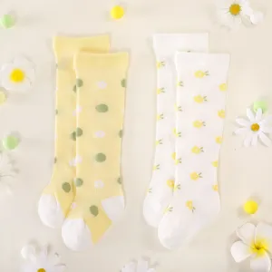 2 Pairs Baby / Toddler Floral and Polka Dots Long Stockings Set #1034493