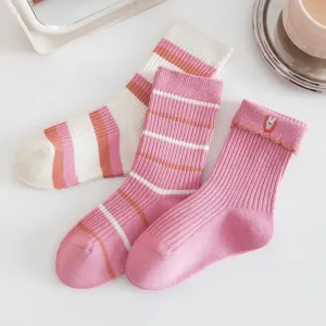 3-pack Baby/Toddler Striped Cartoon Embroidered Socks #1064770