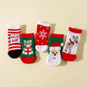 5-pack Baby/toddler Childlike Comfortable Christmas hair circle socks #1171635