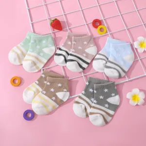 5-pack Baby / Toddler Stripe Stars Cartoon Pattern Loose Mouth Socks