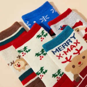5-pack Christmas Baby / Toddler Winter Thick Terry Non-slip Socks #1160747