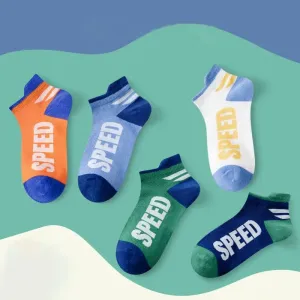 5-pack Toddler/kids Sporty Mesh Socks with Letter Pattern #1338004