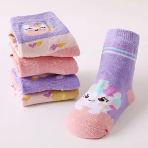 5-pairs Baby / Toddler Cartoon Unicorn Jacquard Socks #230434