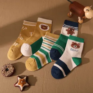 5 Pairs Baby/Toddler/Kid Cartoon Embroidery Mid-Tube Socks #1060174