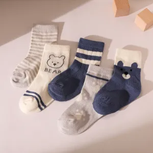 5 Pairs Baby / Toddler Little Bear & Cat Embroidery Tube Socks #1060244