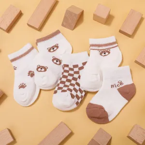 5 Pairs Toddler/Kid Little Bear Embroidery Eyelet Socks