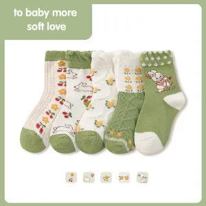 5-pairs Toddler Ruched Trim Socks Set #803164
